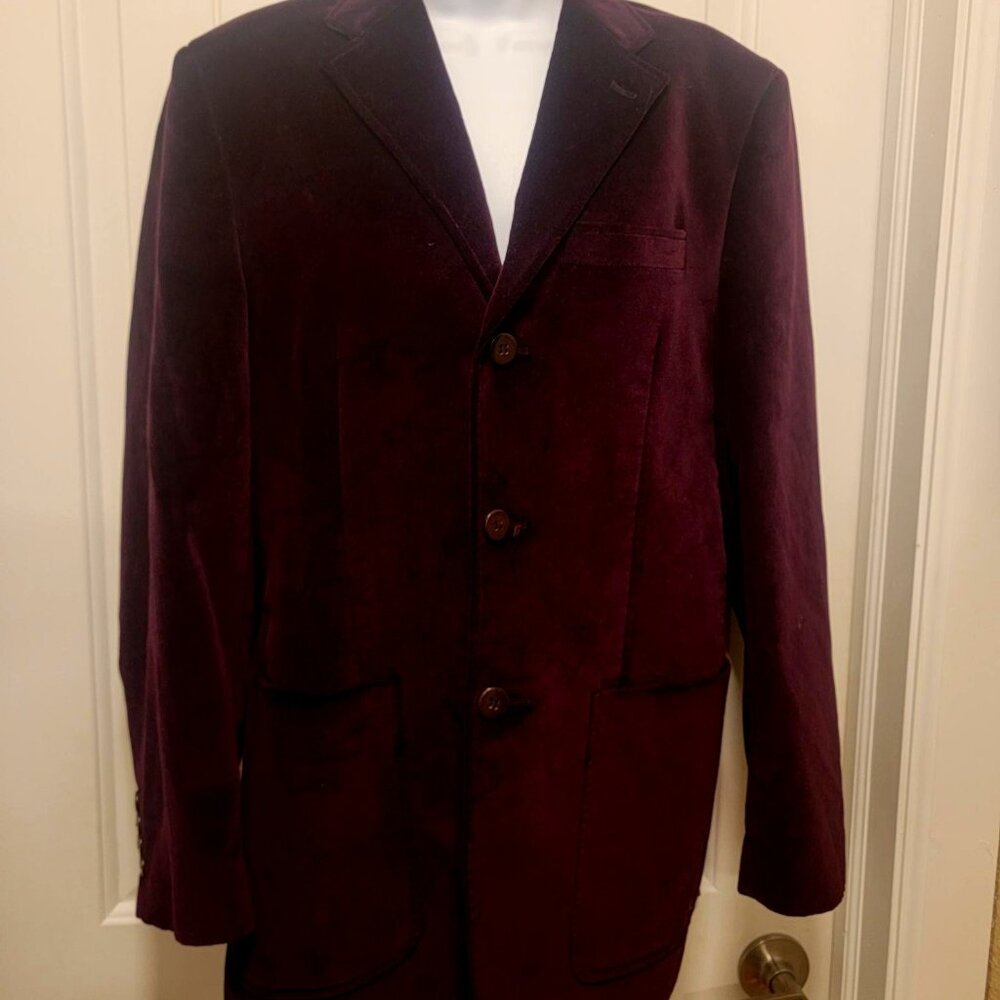 J. Ferrar Plum Purple Cotton Velvet Blazer Jacket Women's Small